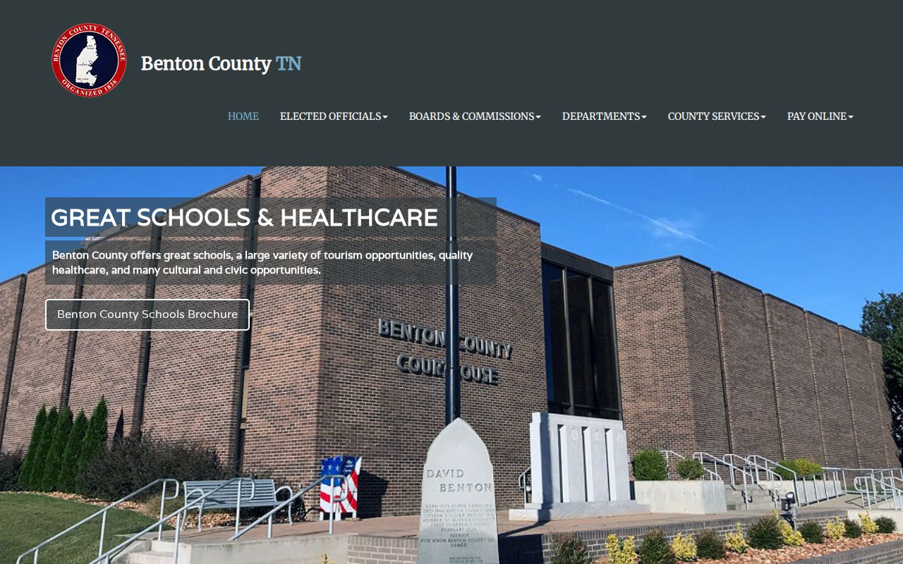 Benton County government homepage with court and department links