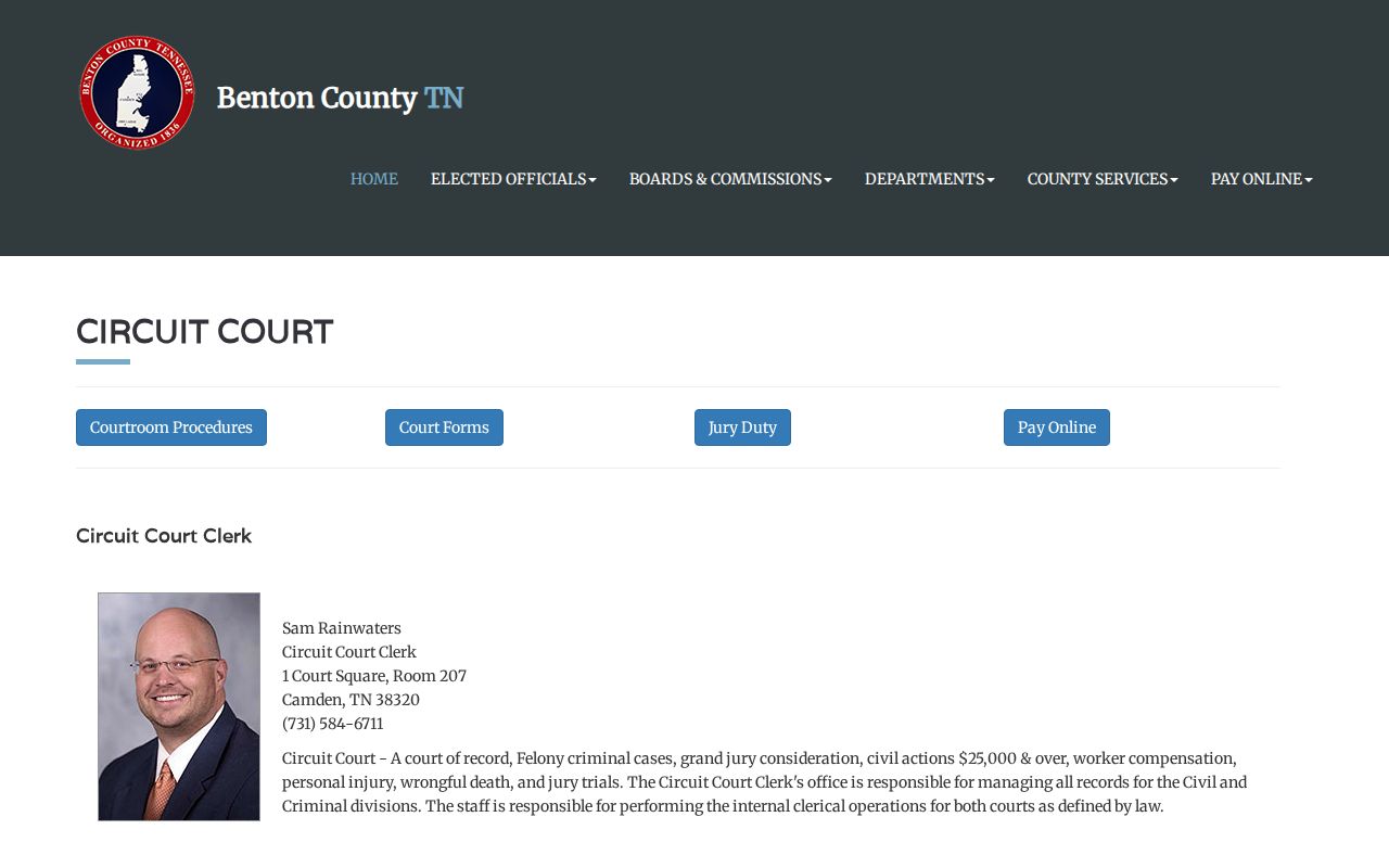 Benton County Circuit Court Clerk office and court functions