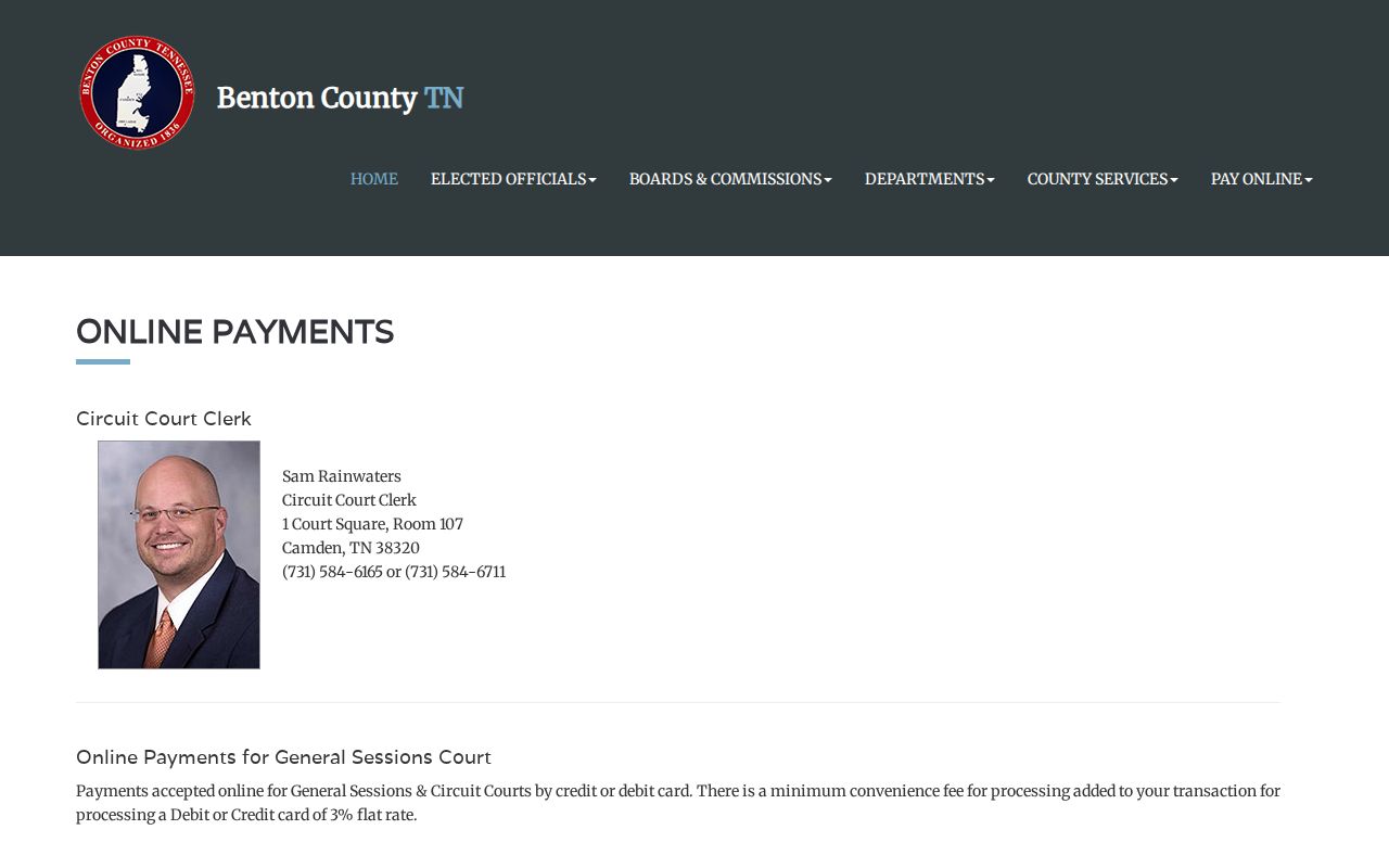 Benton County online court payment page and convenience fee