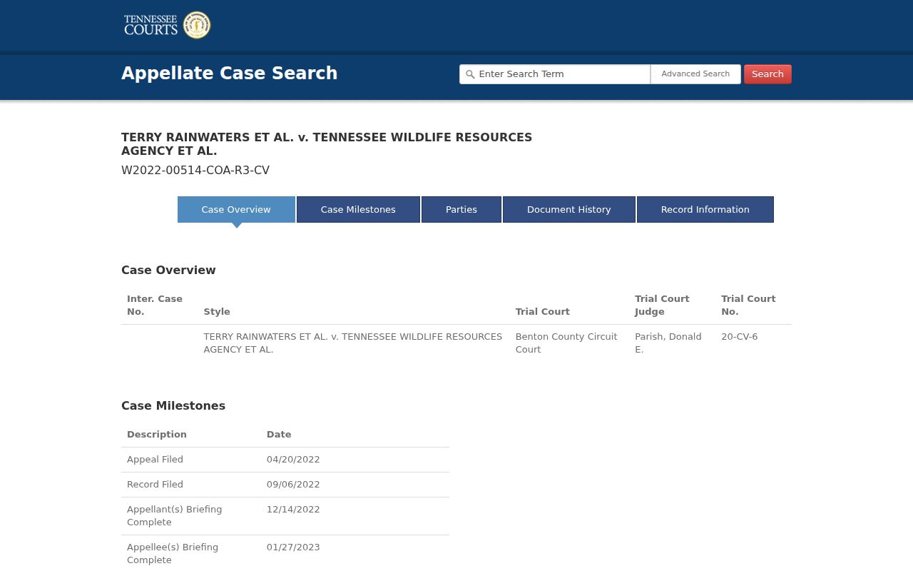 Tennessee Public Case History civil appeal overview and case-history fields