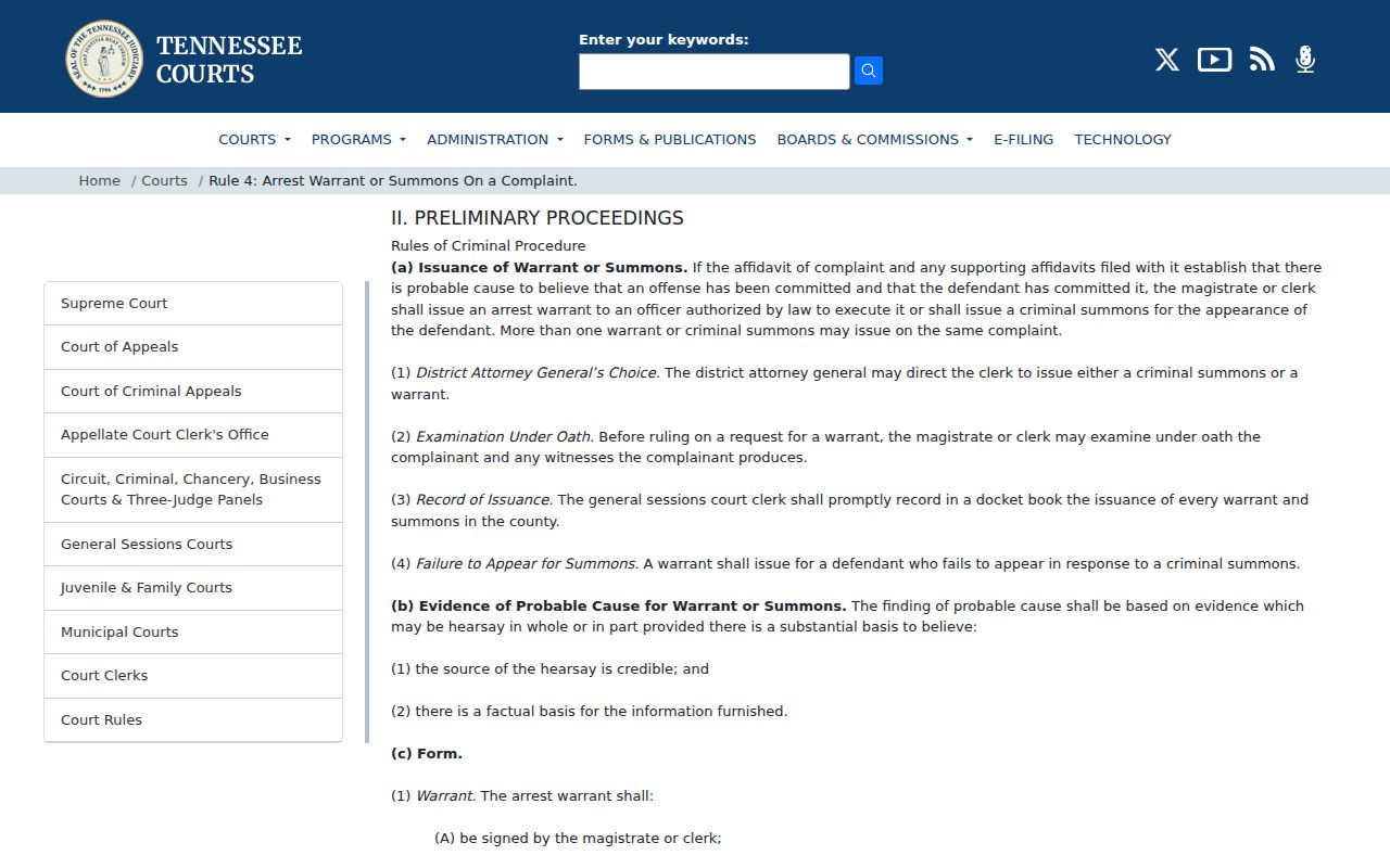 Benton County case search warrant and summons rule