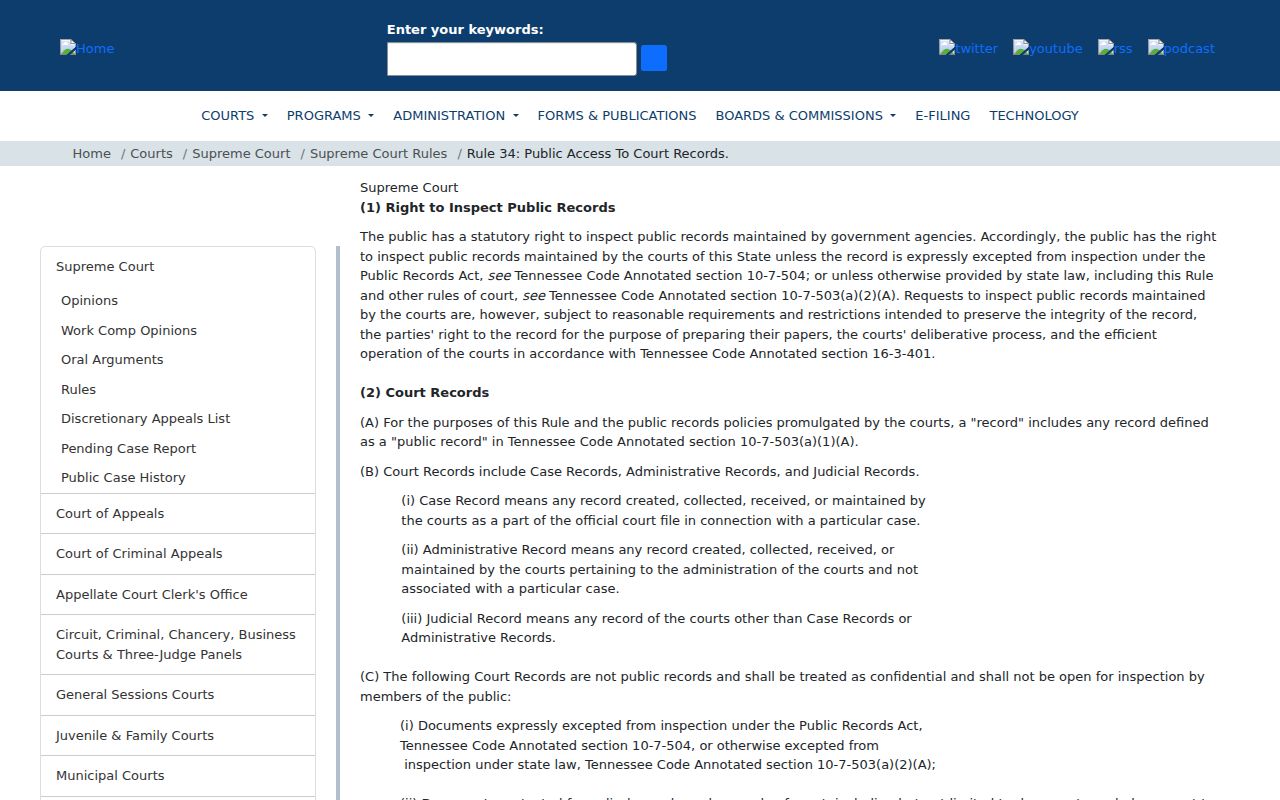 Benton County case search public access Rule 34