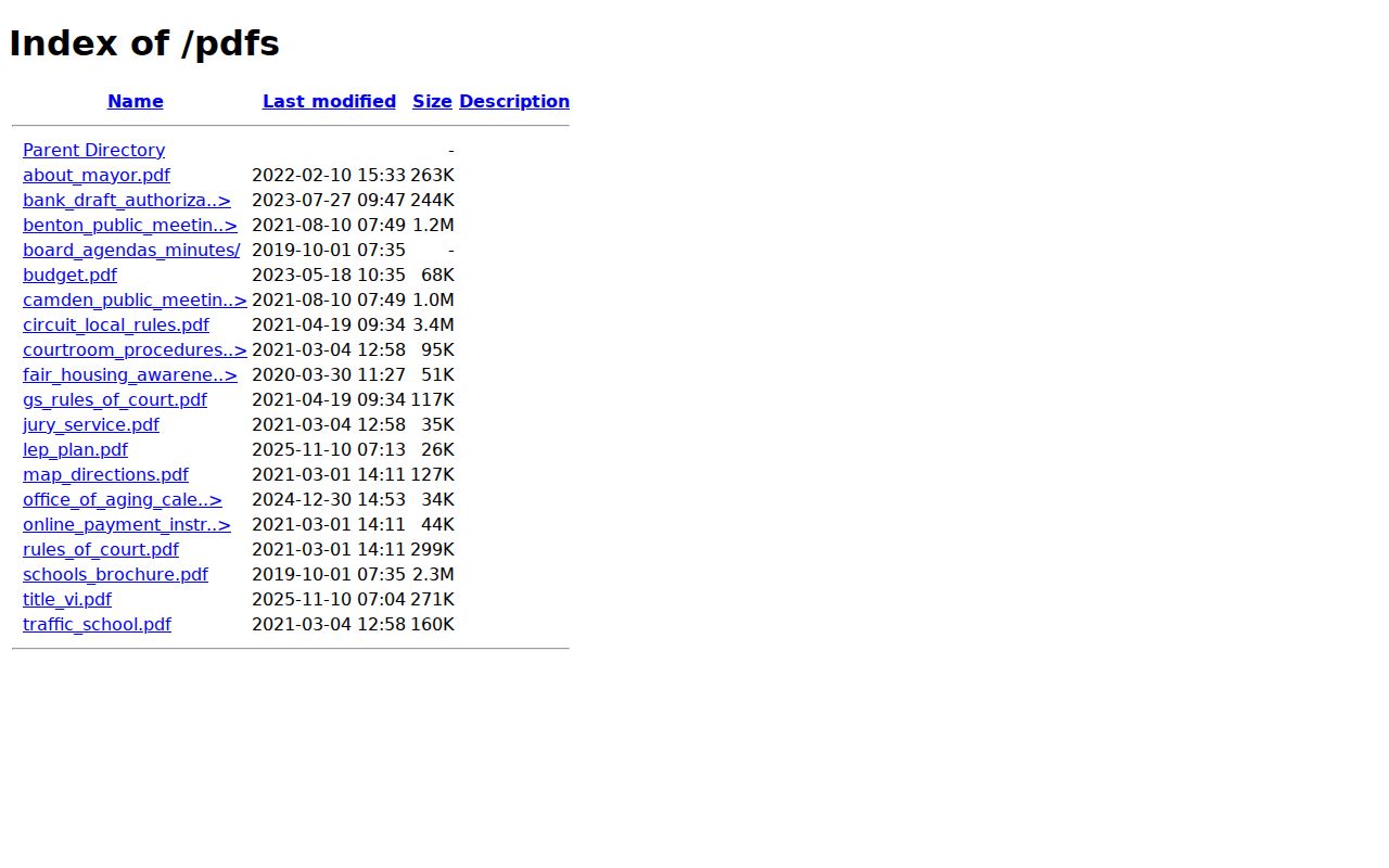 Benton County official PDF directory containing local court rules