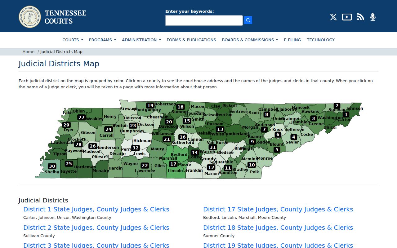 Benton County court calendar judicial district map