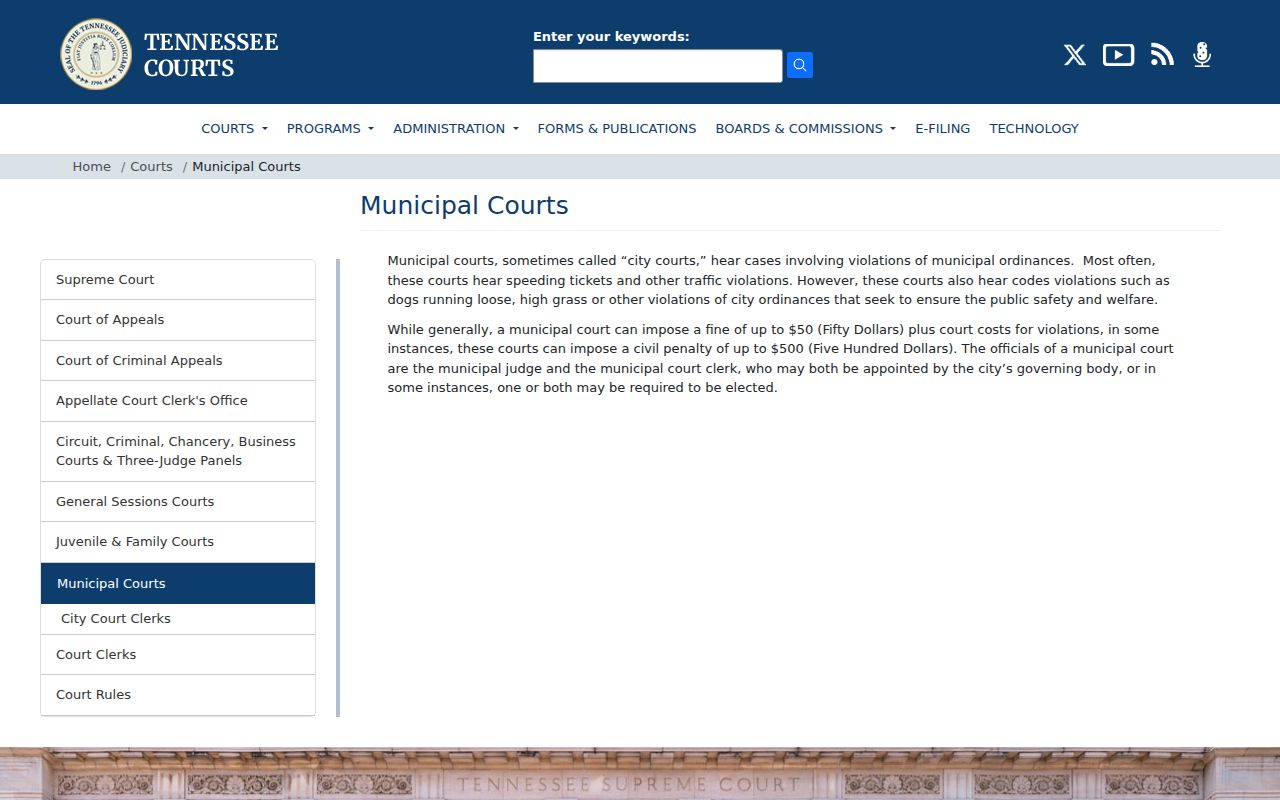 Benton County court calendar municipal court overview
