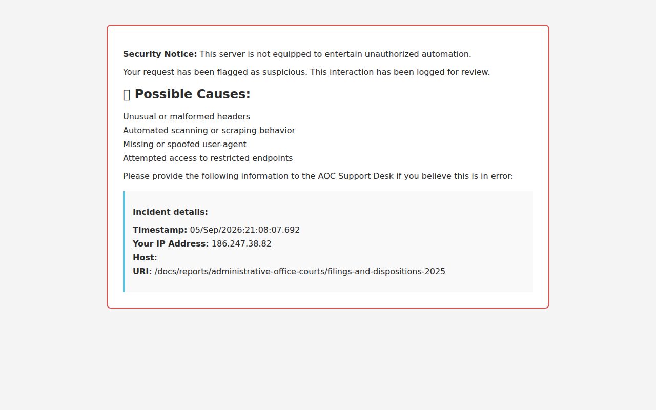 Tennessee AOC court filings and dispositions report page