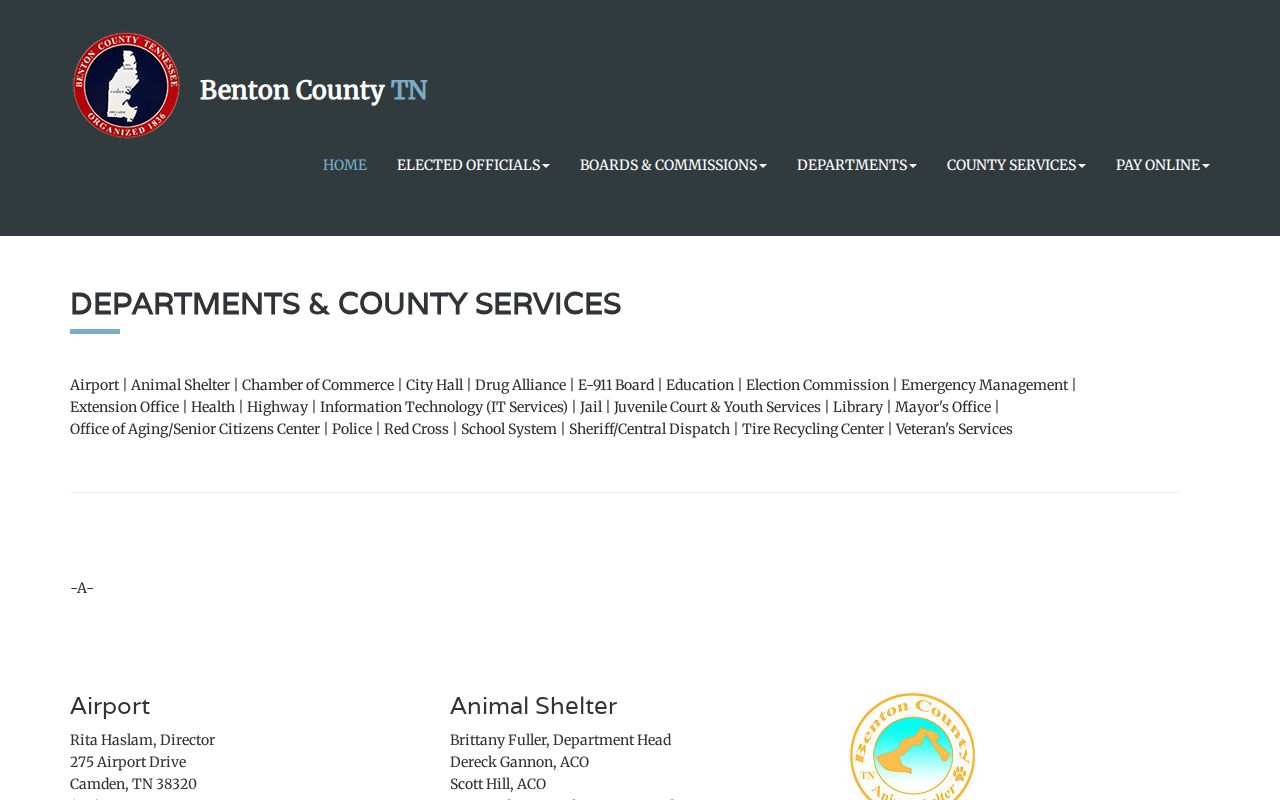 Benton County official services directory and court-related departments