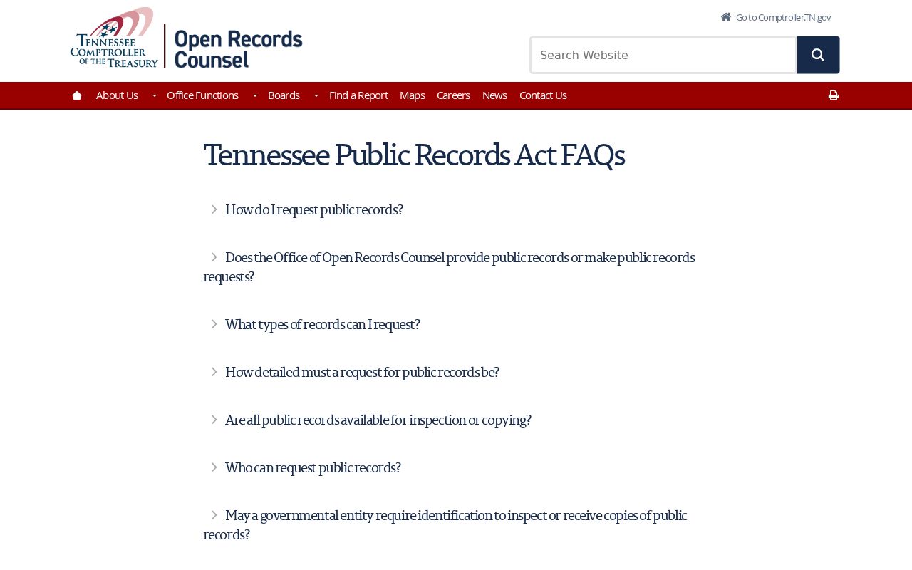 Tennessee Comptroller public records request guidance